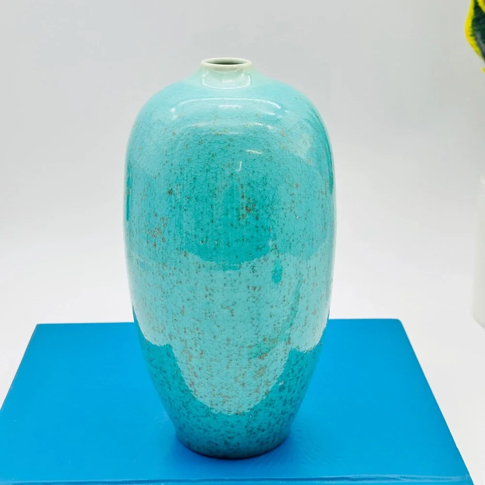 Ben Owen III Studio North Carolina Pottery Turquoise Crystalline Vase 2013